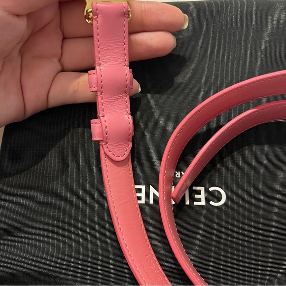 🆕Authentic Celine womens leather flamingo pink triomphe classic belt size 70 - Picture 4 of 9